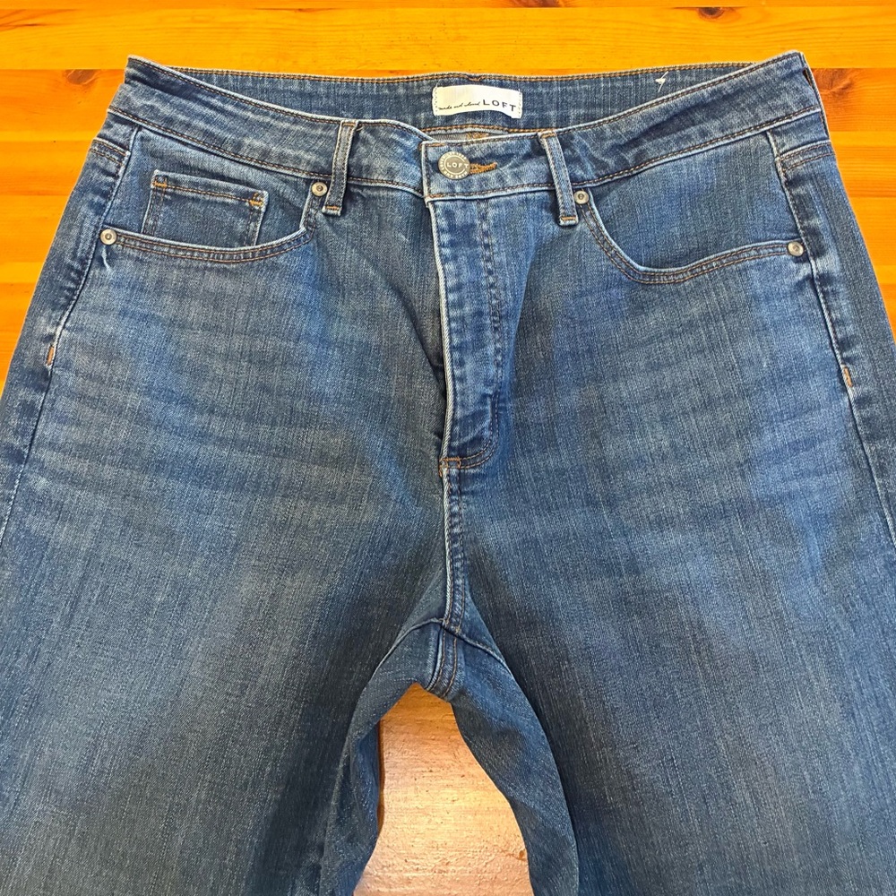 LOFT Frayed Hem Blue Skinny Jeans - Picture 3 of 10